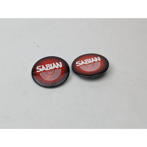SET OF 2 Sabian Cymbals Button Pin Pinback Music Drummer Gear - Picture 1 of 3